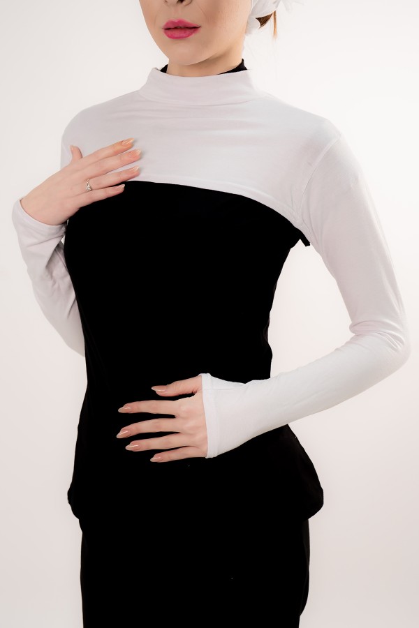 Balıkçı Yakalı Boyunluklu Kolluk Beyaz Renk