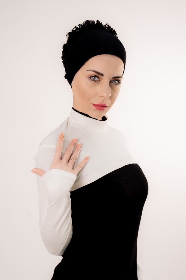 Balıkçı Yakalı Boyunluklu Kolluk Krem Rengi