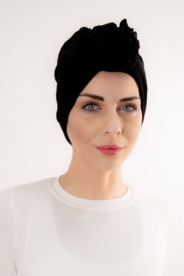 Üç Farklı Bağlamalı Dubai Model Hazır Pratik Şal Siyah Renk