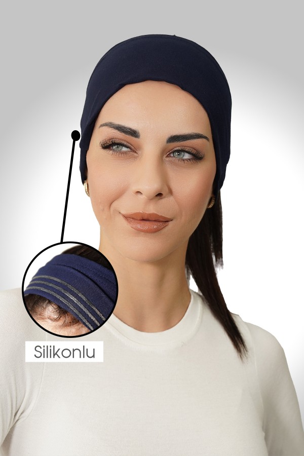 Silikonlu Kaymaz Bandana & Bone – Spor ve Günlük Kullanım Lacivert Renk/Standart Beden